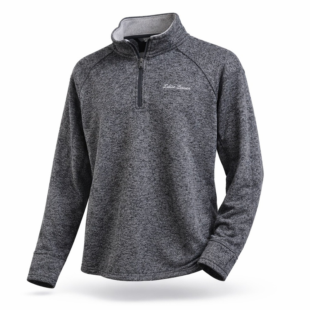 Eddie Bauer Men's XL Quarter Zip Fleece Pullover Gray